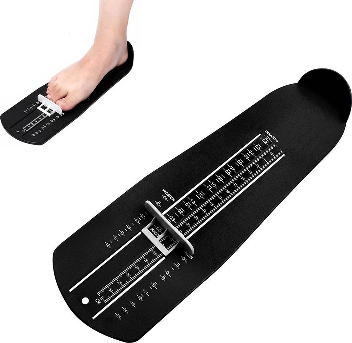 Shoe Size Meter - Foot Measuring Tool - Measuring Feet - Universal Measuring System - Child Shoe Size Meter - Shoe Measuring Tool - Measurement - Children and Adults - Find the Perfect Fit - Measurement Chart - Up to 31 cm - Shoe Size 19 - 48 - Black