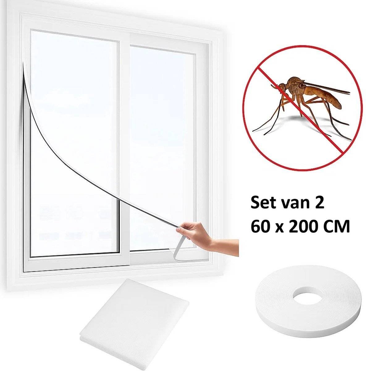 Set of 2 Insect Screens 60 x 200 CM | Window Screens | Insect Nets | Insect Mesh | Fly Screen | With Velcro Adhesive Strip | White