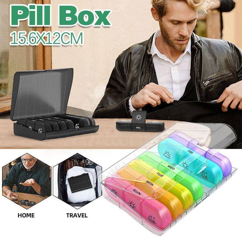 7 Day Medicine Organizer Pill Box Tablet Daily Case Weekly Dispenser Container - Colourful