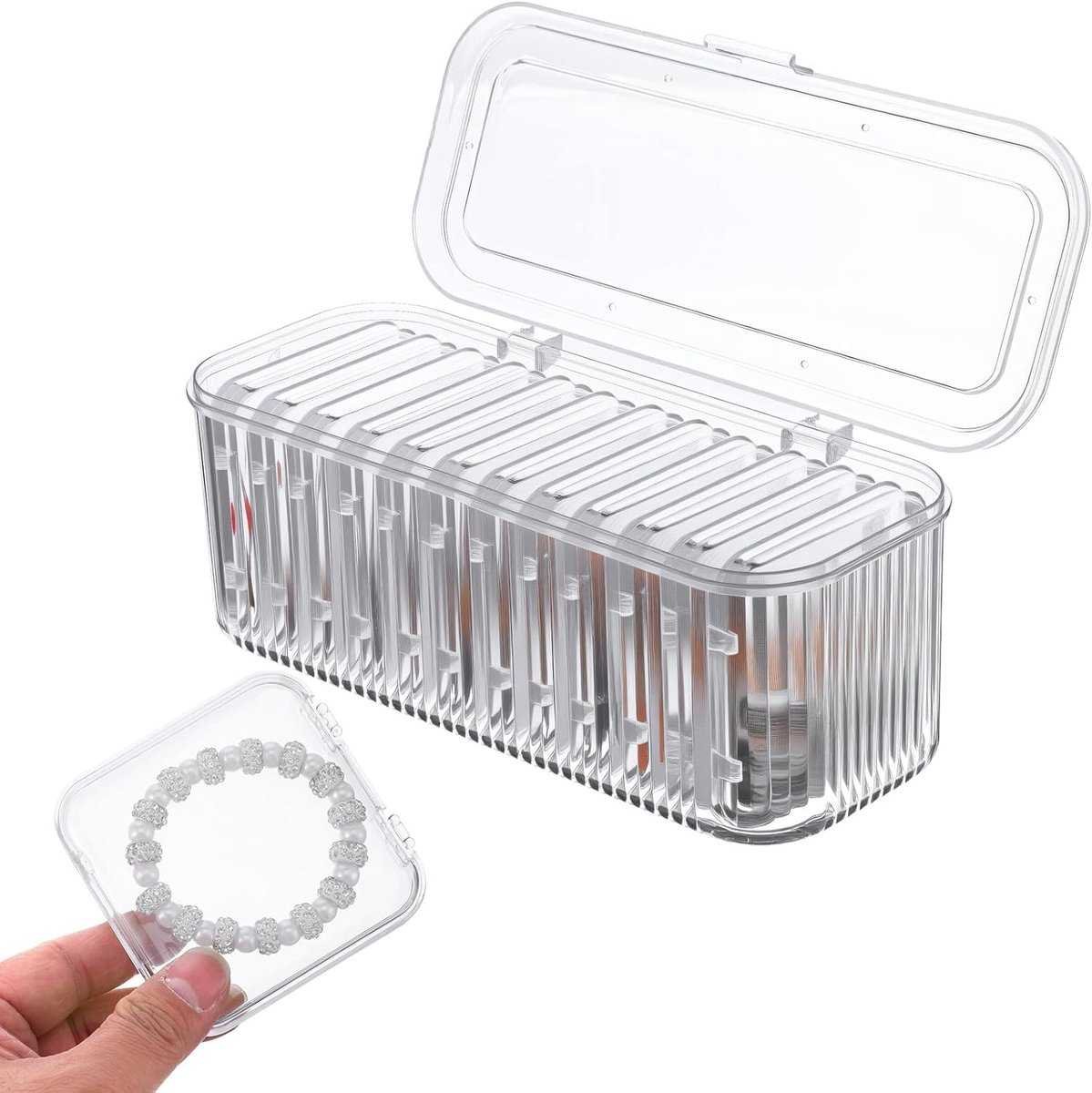 Jewelry Organizer - Travel Jewelry Organizer - 12 Compartments for Bracelets, Earrings, Rings, and Necklaces - Transparent Display Box - Portable, Travel-Friendly Storage