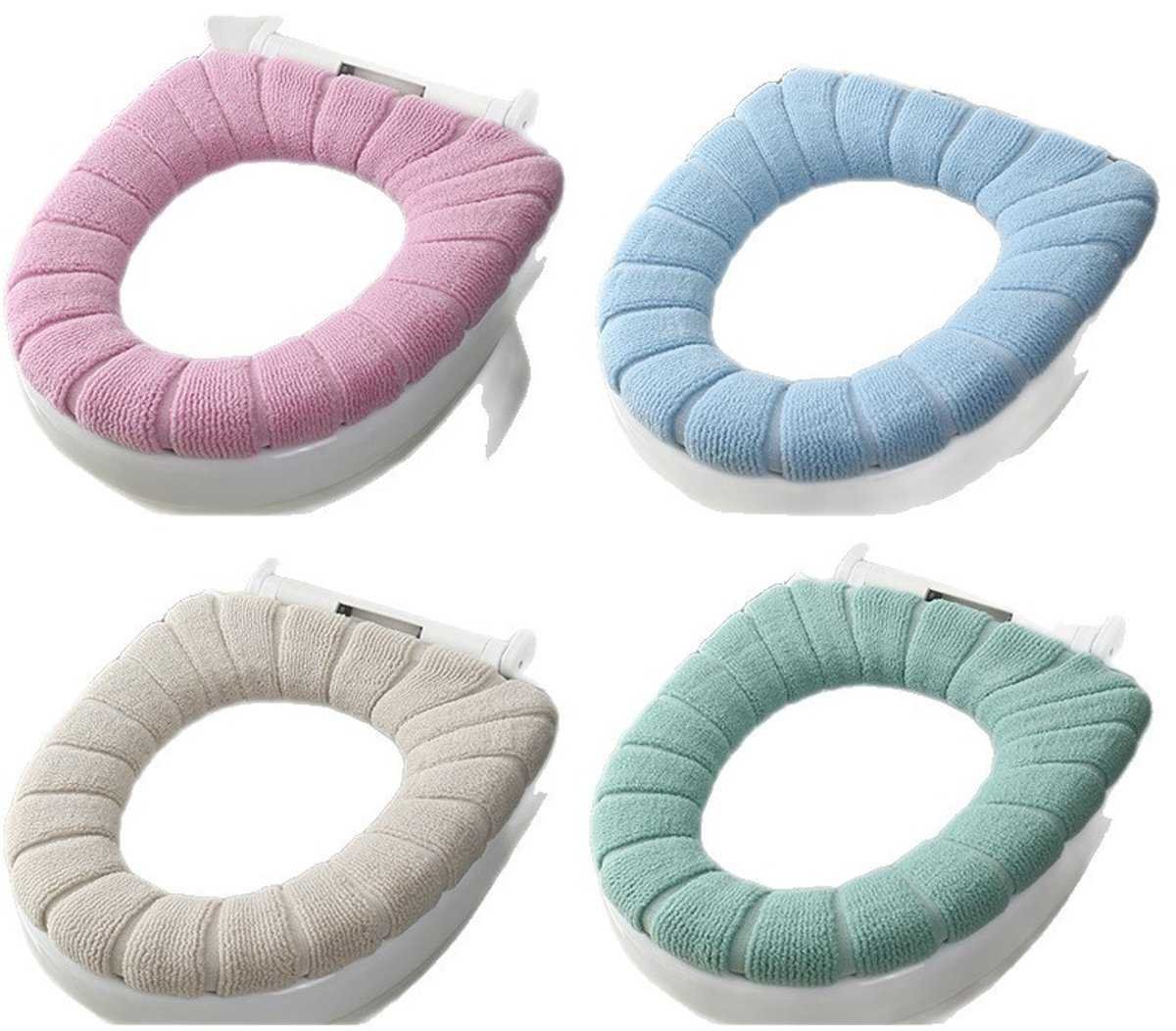 Toilet seat cushion 4-pack – Warm stretch, universal, washable