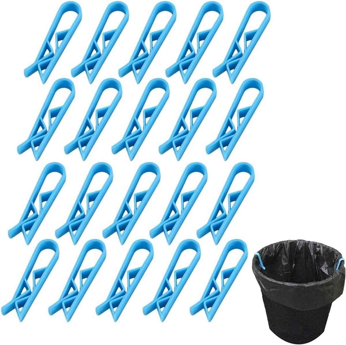 Trash Can Clips - 10 Pieces - Garbage Bag Grip - Garbage Bag Holder - Fixing Clips - Trash Can Fixation Clips - Waste Bag Clip Holder - Storage Clip - Anti-Slip Holder - For Garbage Bag - Garbage Bag Clamp - With Garbage Bag Closure Function - Plastic - B