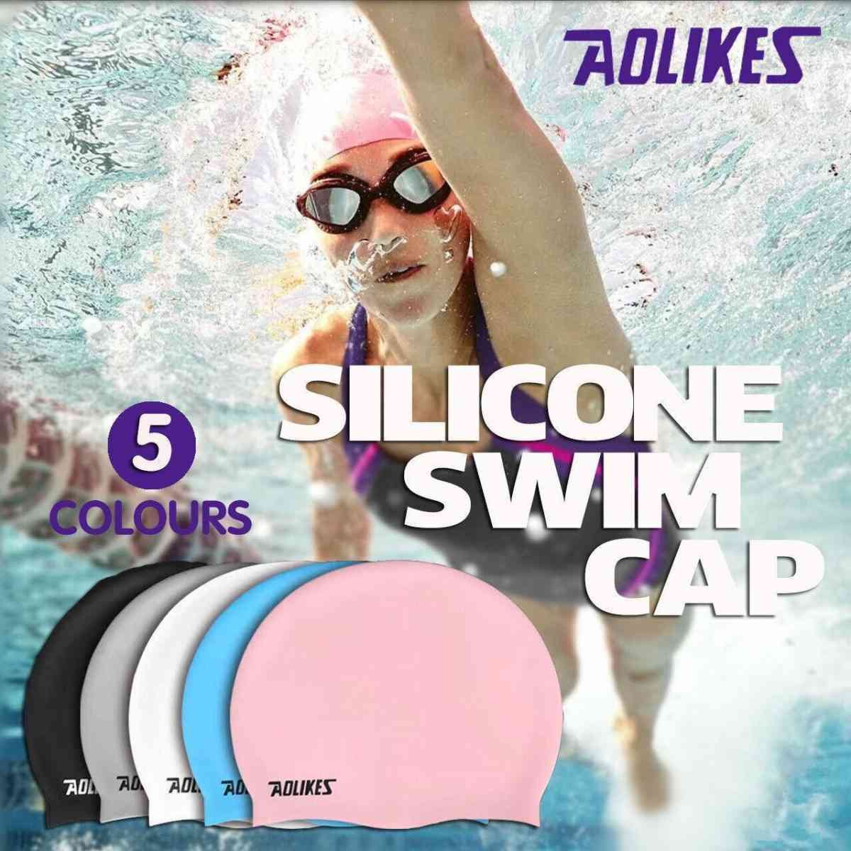 Aolikes Silicone Swimming Cap Waterproof Unisex Swim Hat for Men and Women - Pink