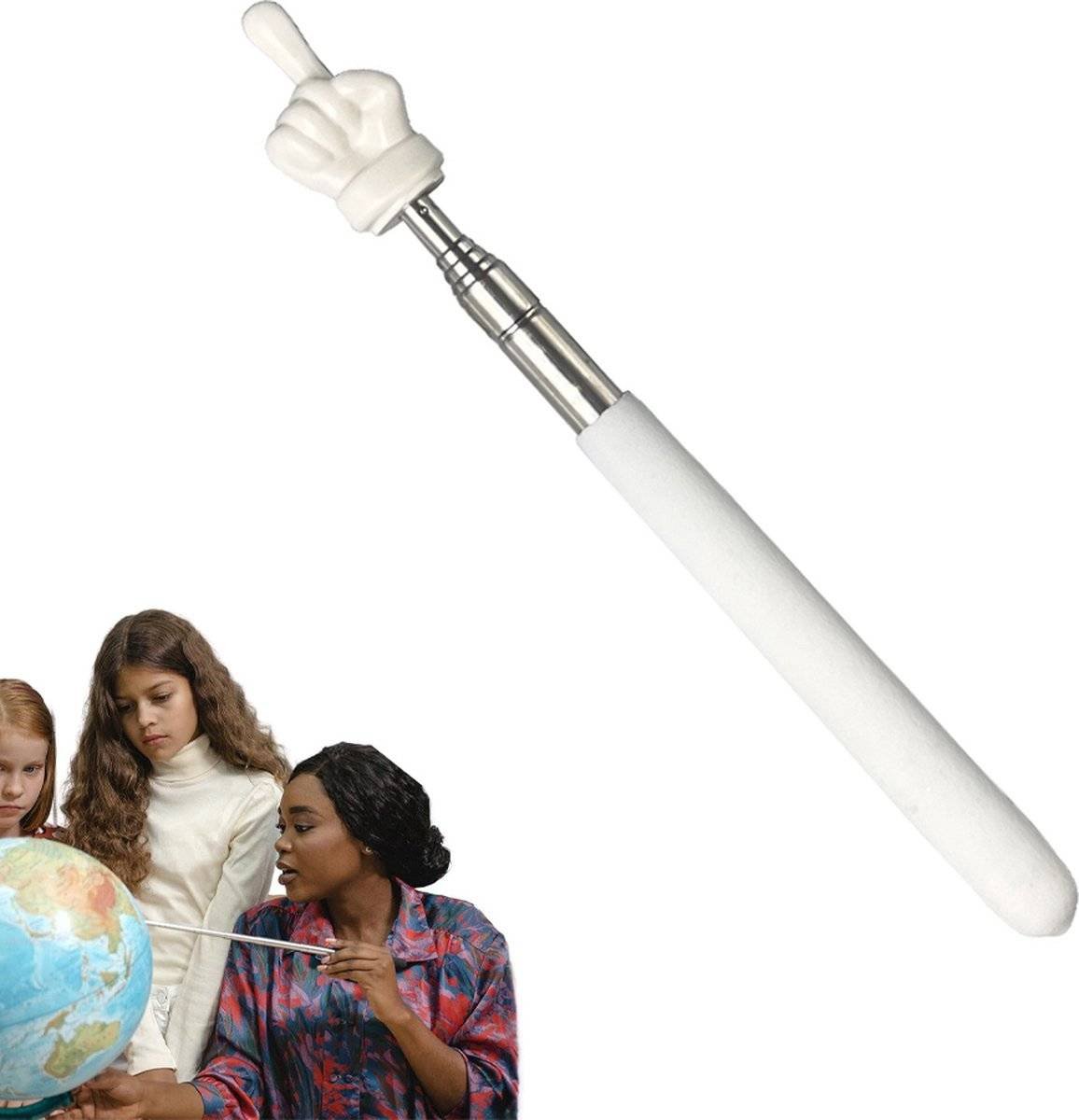 Pointer - Extendable Pointer - Telescopic Pointer - Pointer - Presenter - Pointer Pen - Pointer - Pointer - Pointer with Hand - Extendable - 18.5-58.5cm - White