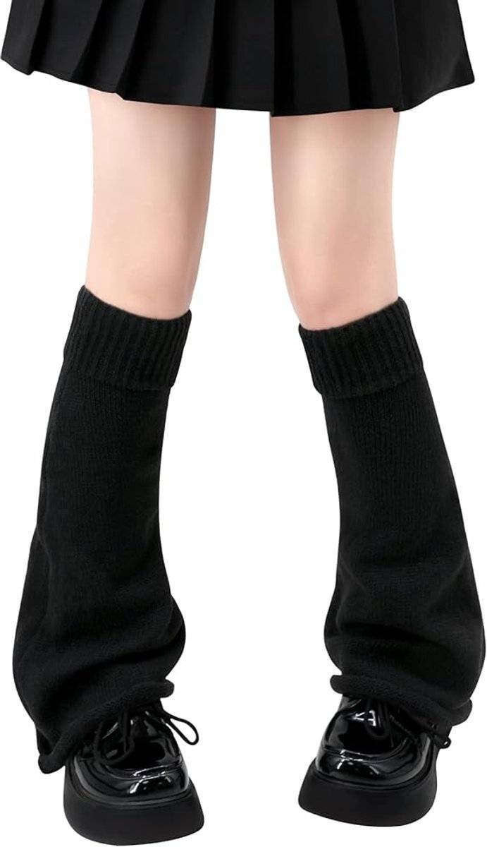 Leg warmers - 1 pair - Socks - Winter leg warmers - Warm leg warmers - Long socks - Calf socks - Knee socks - Stacked socks - Autumn and winter socks - knitted socks - retro accessories - black