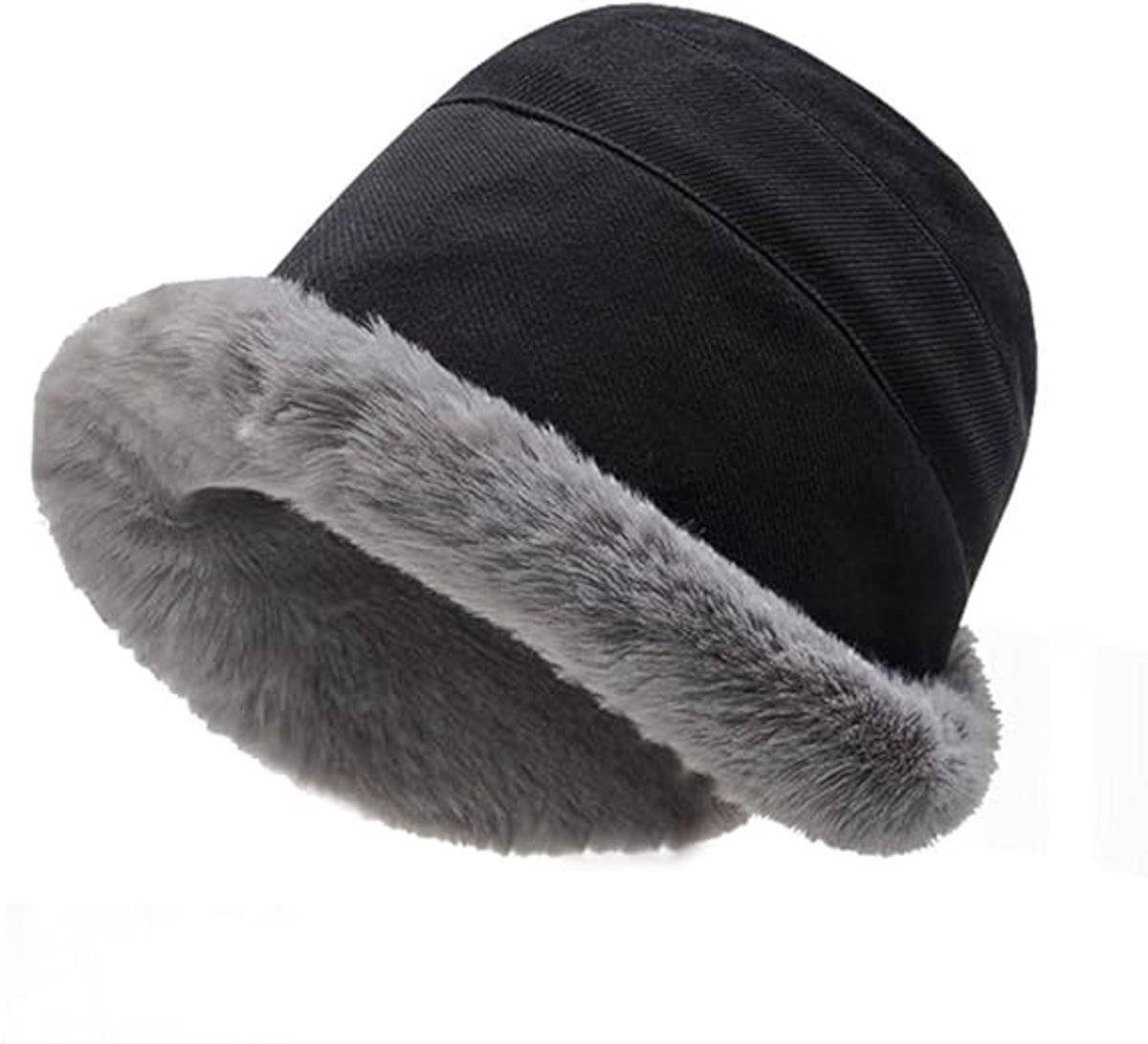 Women's Winter Hat - hat - Cold weather - Extreme warmth and wind protection - Fleece-lined interior - Wide brim design - Thick insulated material for snow-black