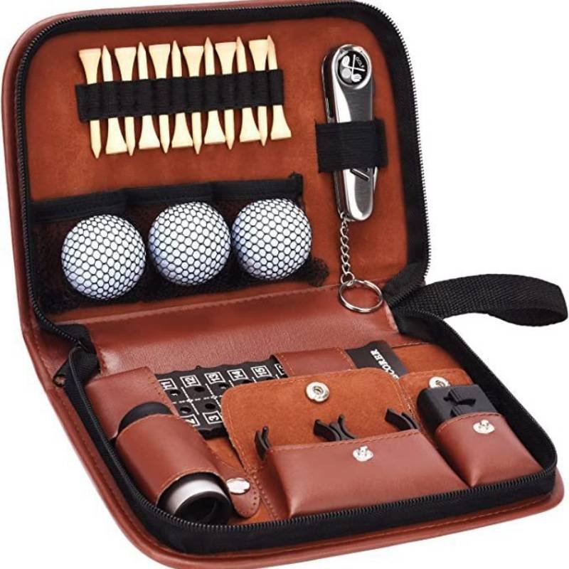 21-Piece Premium Golf Essential Accessory Kit with PU Leather Organizer - Professional Golf Tool Kit Pouch