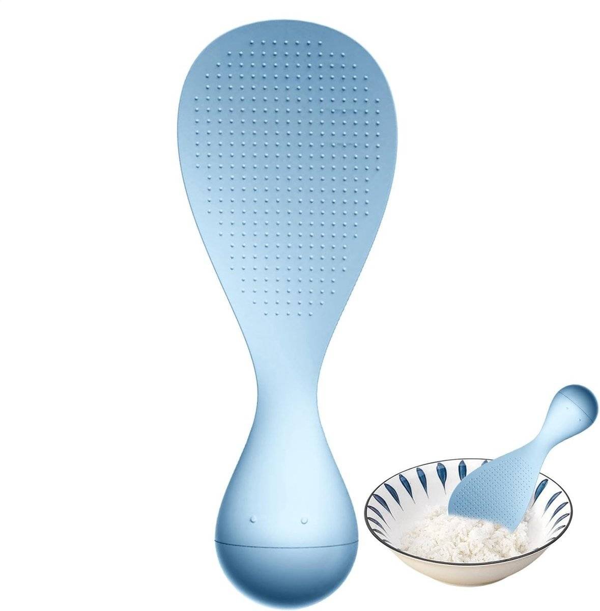 Rice Spoon - High Quality Serving Spoon - Drop-Proof Rice Spoon - Creative - Professional Rice Spoon - Non-Stick - Heat Resistant Kitchen Rice Spoon - Non-Slip Design - Silicone - Easy to Clean - Upright - White