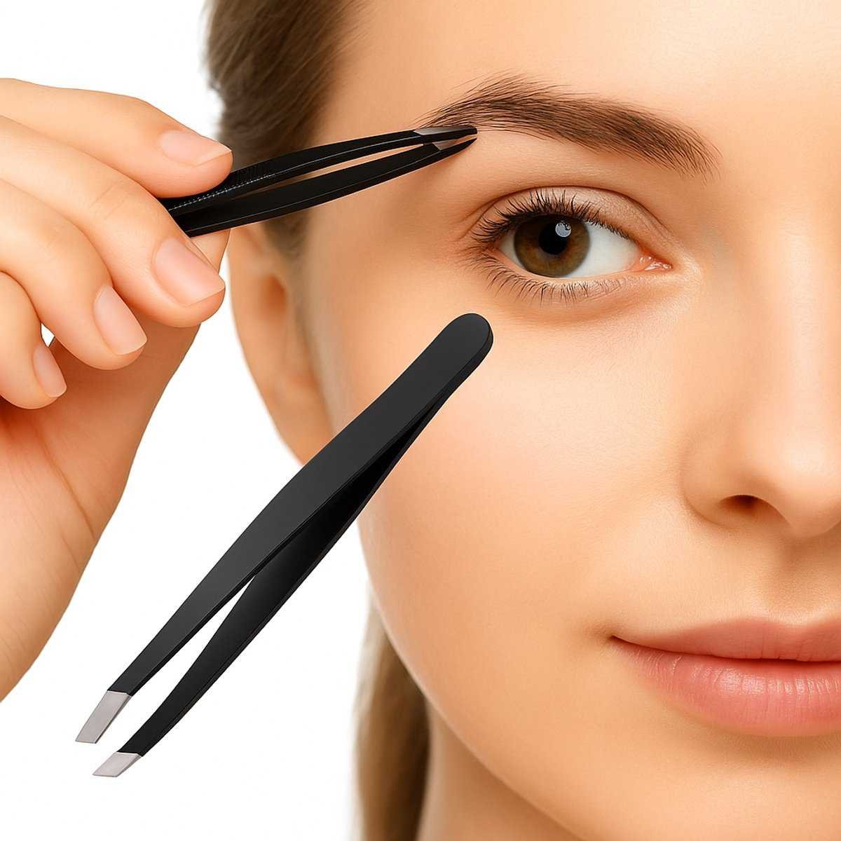 Eyebrow Plucking Tweezers Stainless Steel | Eyebrow Hair Removal | Facial Hair Removal | 8.5 CM | Black