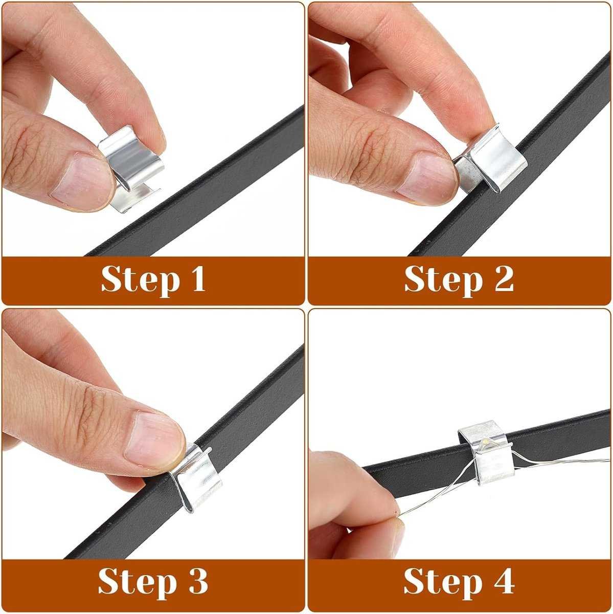 50 pieces - Christmas Lighting Gutter Hooks - Light Hose Clamps - Christmas Lighting Clips - Weatherproof Metal Gutter Clamp - Festive Lighting Clamps - Cable Clips - Christmas Decoration Hooks - for Christmas and Halloween Seasonal Cord - Silver - 24*15 