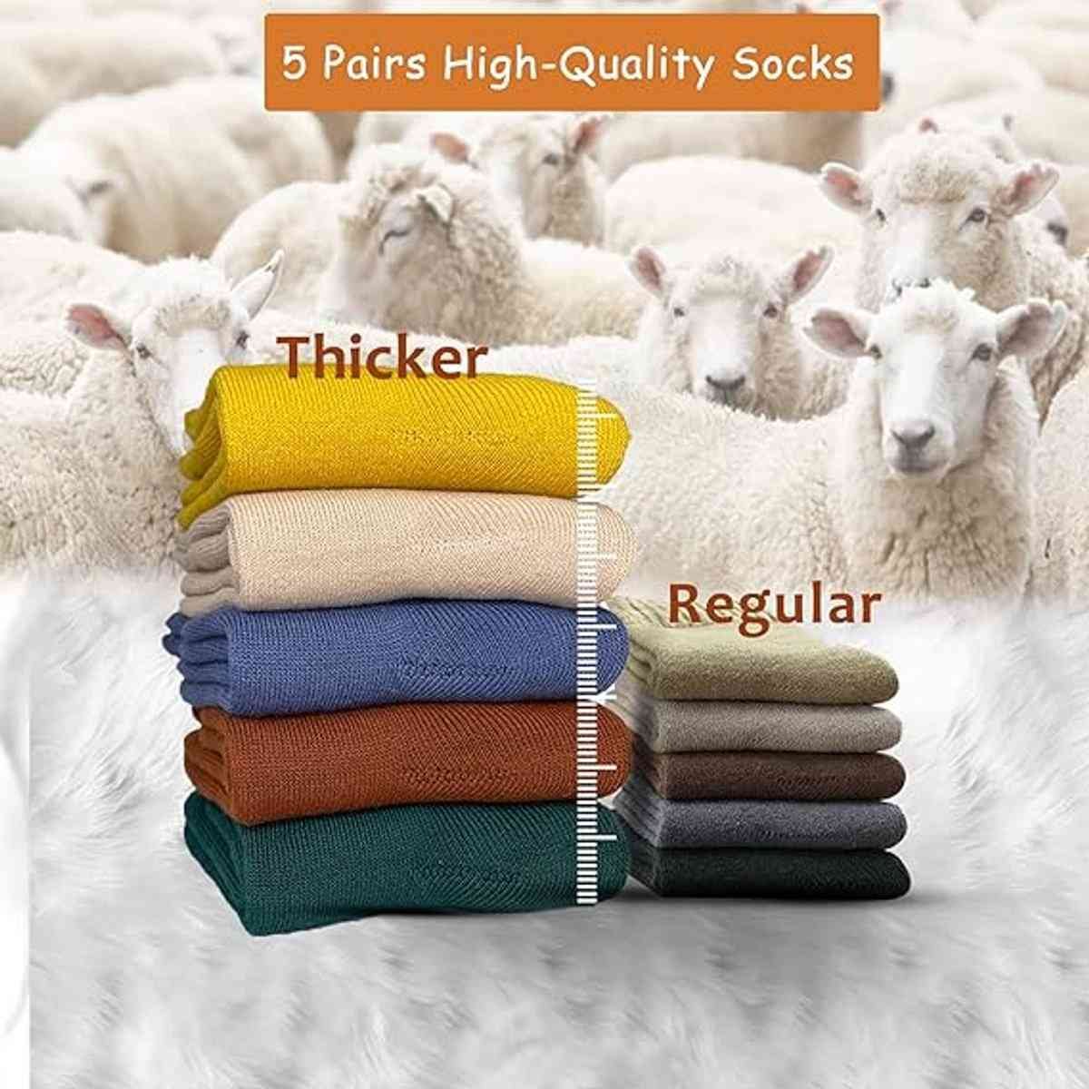 Warm winter socks for women - pack of 5 Pairs Thick Winter Socks - Thermal Men's Socks - extra thick warm socks - perfect birthday or Christmas gift - Non-slip Heel - sizes 35-42