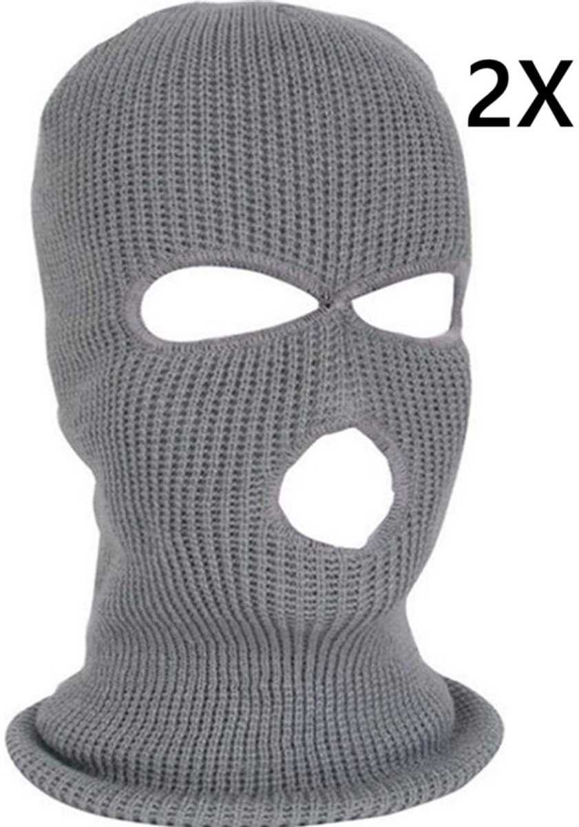 2x Facemask I Sports hat I Three-hole hat I Ski hat I Bivouac I Balaclava I One Size I Gray