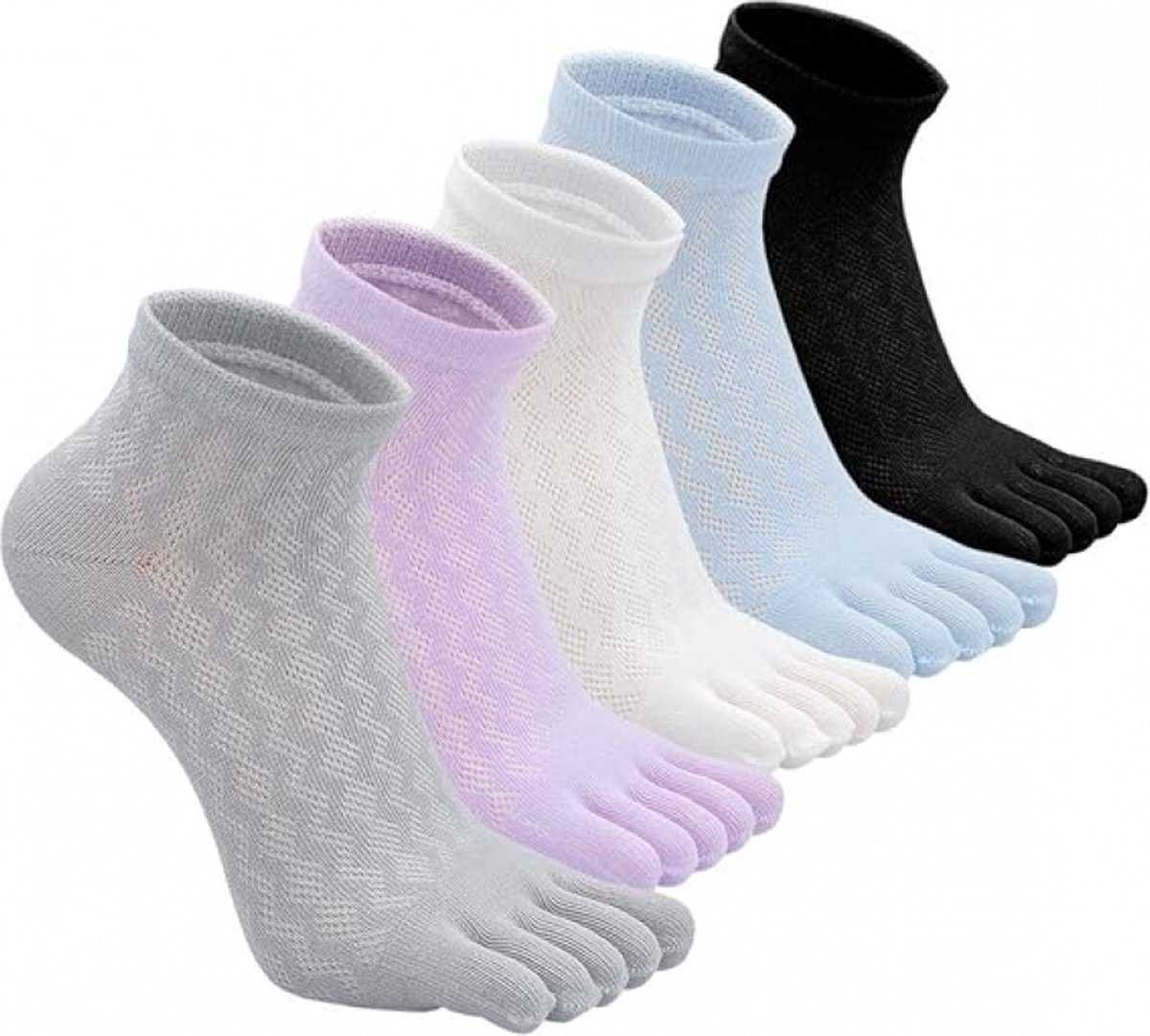Toe Socks - Women's - Toe Socks - 5 Pairs - Cotton - Yoga Socks - Smooth Toe Seam - No Annoying Seams - Toe Socks - Toesocks - Ladies - Runner Toe Socks - Antibacterial - Breathable - Comfortable Socks