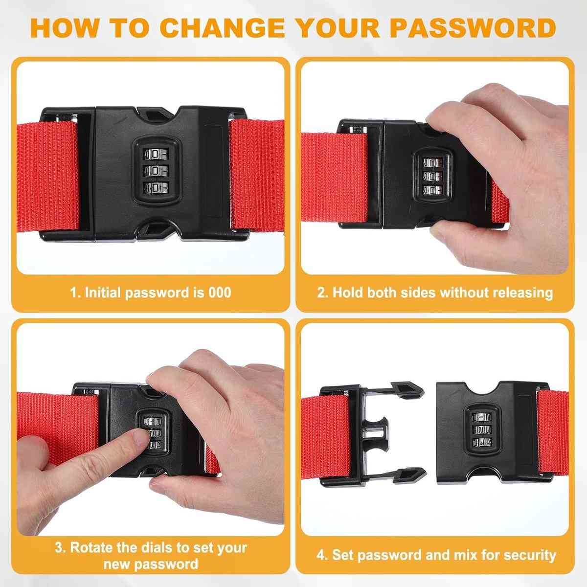 Cross-shaped luggage straps - with combination lock and name tag - adjustable travel straps for suitcases/briefcases/backpacks - rainbow colors - set of 2