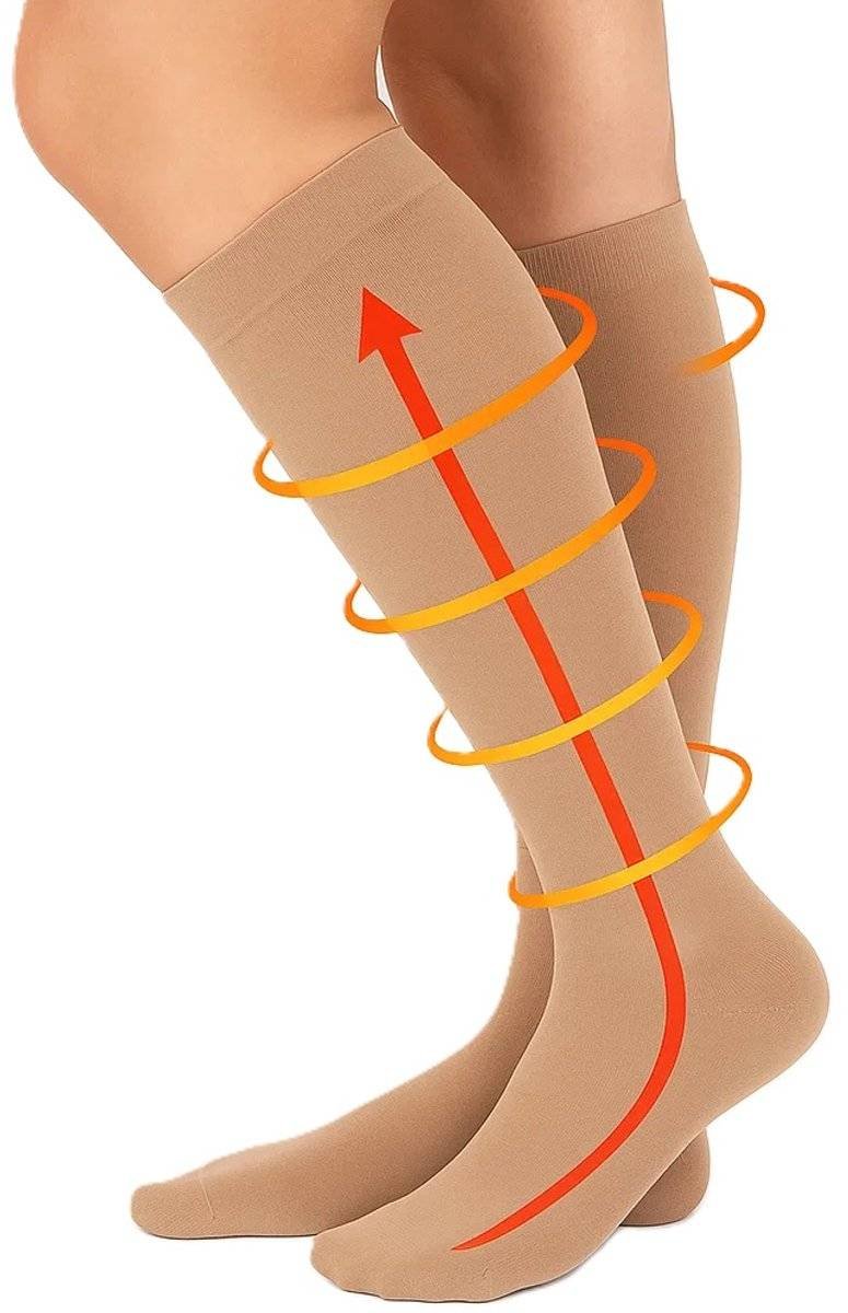 Sports Socks | Jogging | Walking | Compression Stockings | Compression Socks | Support Stockings | Airplane Socks | Beige | Size L/XL / Size 41-47