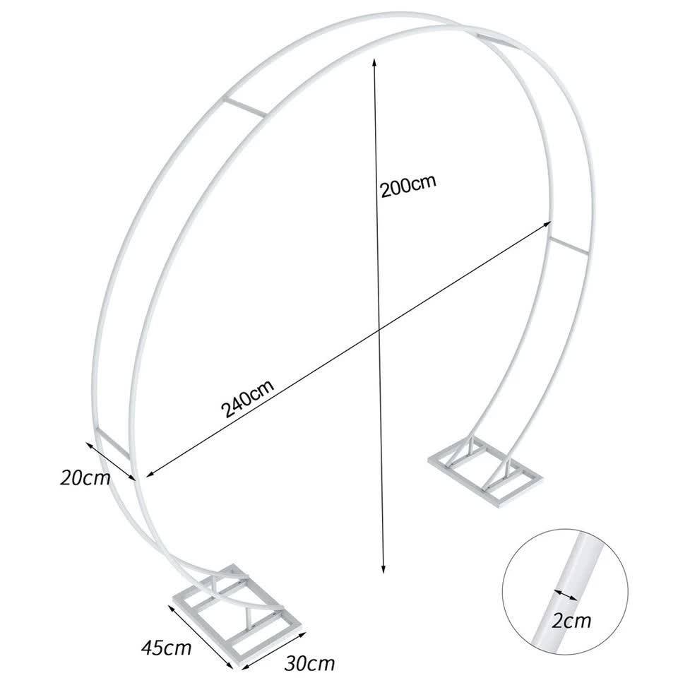 P&P Round Arch Backdrop Stand for Wedding Party Metal Pipe Frame Archway Decoration Indoor Outdoor Double Rails