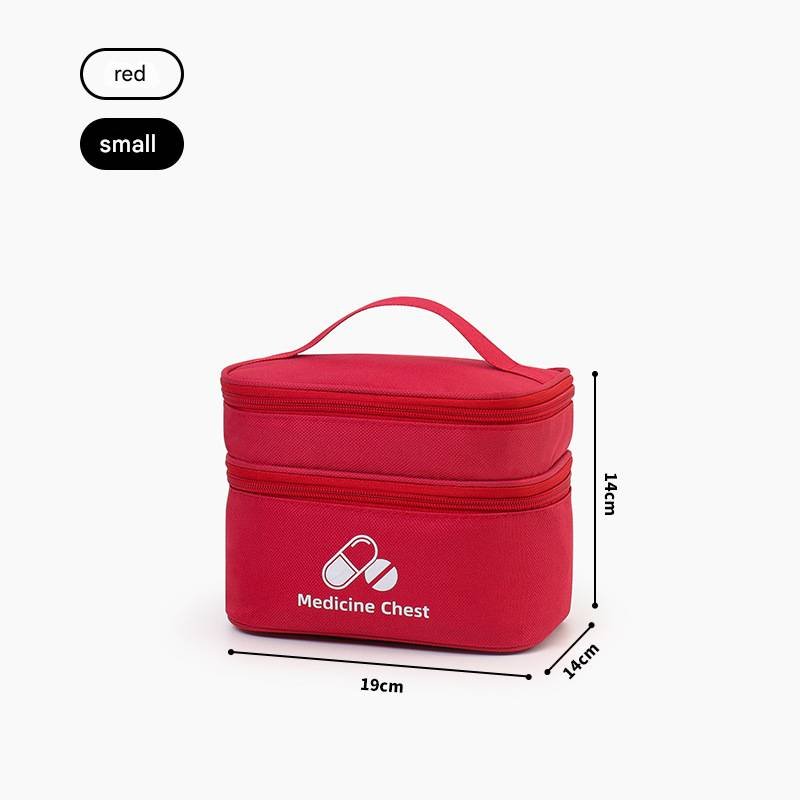 Red Compact Double-Layer Medicine Storage Case – Portable First Aid Organizer for Home, Travel & Emergency Use