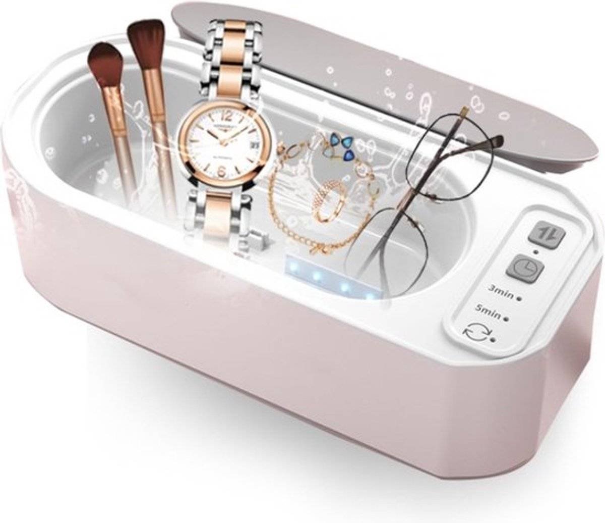 Ultrasonic Cleaner - 15 W - 360º - 50000 Hz - Cleaning Device for Glasses and Jewelry - USB Charging - For Cleaning Jewelry, Watches, Glasses, Rings, Necklaces, Razor Blades, Dentures, Tableware - White - 1 Piece