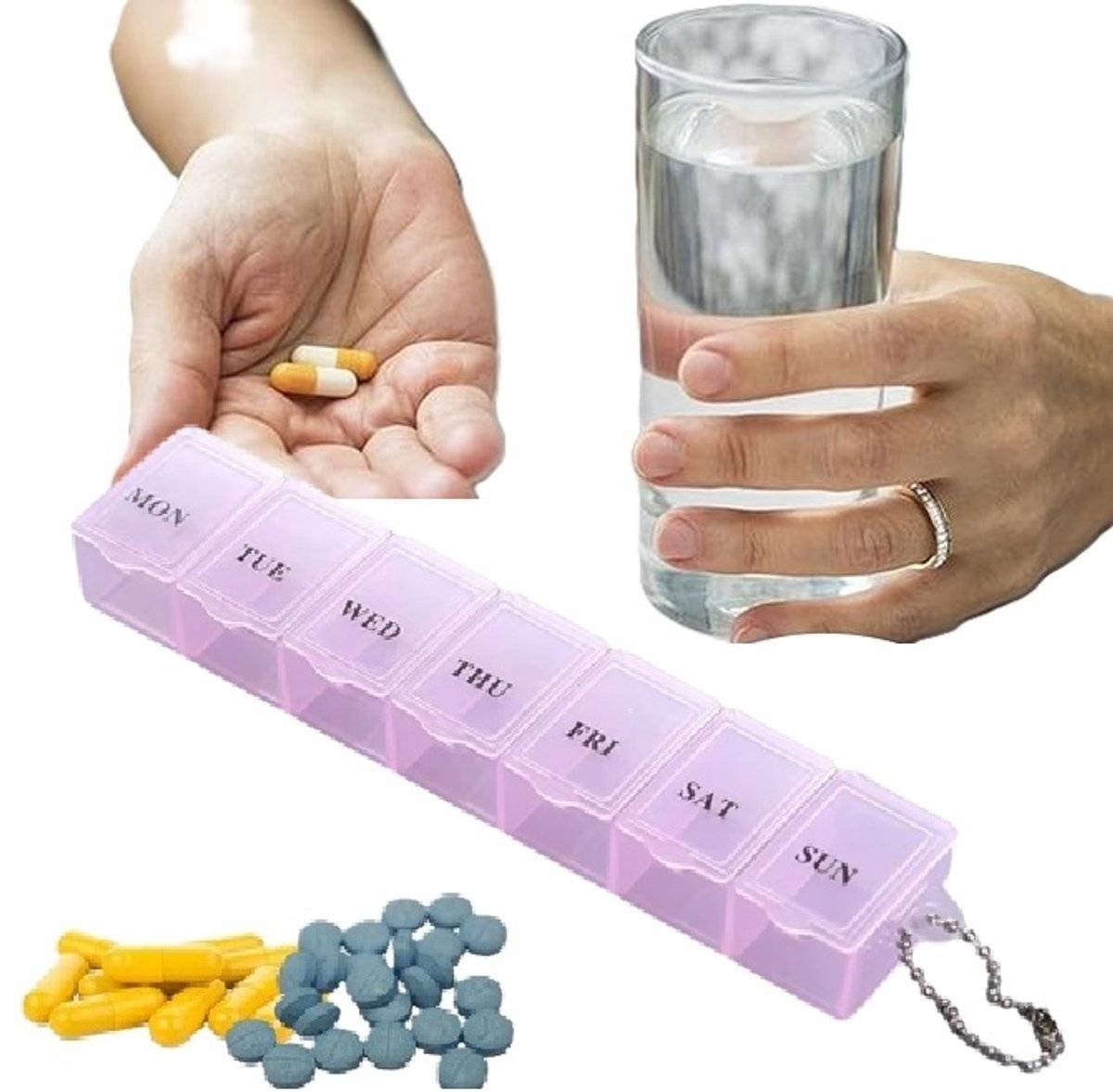 Medicine Storage Boxes 7 Days | Pill Box | Pill Box | Pill Planner | With Day Indicator | 7 Compartments | Pink