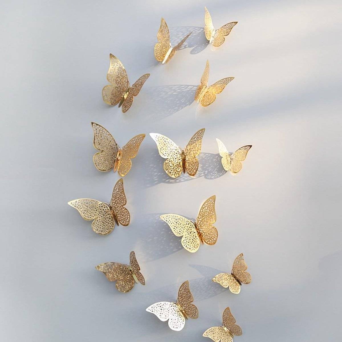 3D wall stickers | butterfly | lace | children's room | nursery | decoration | 12 pieces | gold