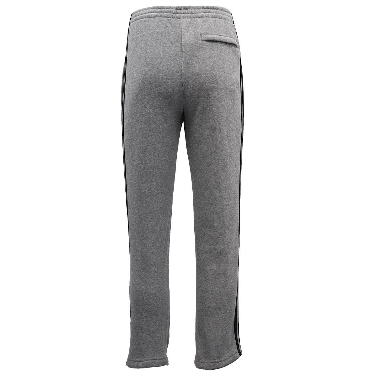 Men's Fleece Casual Sports Track Pants w Zip Pocket Striped Sweat Trousers S-6XL, Black w Grey Stripes, S