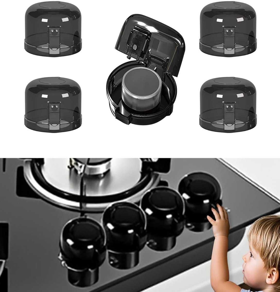 Child-safe Stove Knob 5-pack – With lock, universal, black