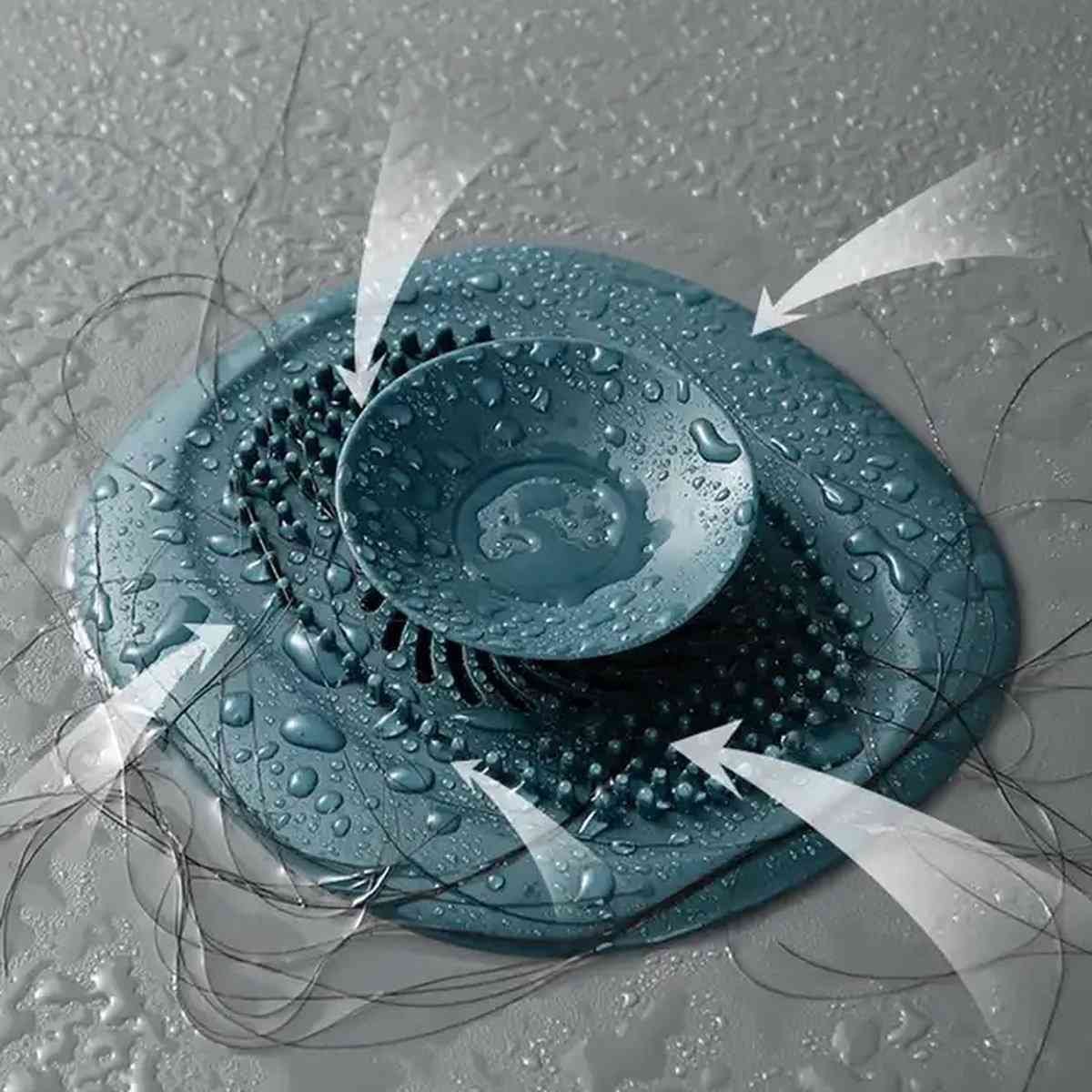 Luxury Shower Drain - Hair Catcher - Sink Stopper - Drain Plug - Silicone - Dark Blue