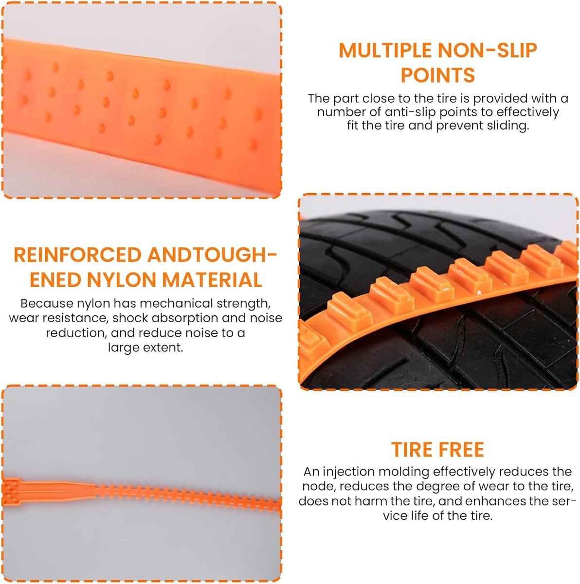 Snow Chain - Anti-slip for Car Tires - 8-pack - Reusable anti-slip cable ties - 88 x 4 cm - Adjustable tire chains - Suitable for cars, trucks, etc. - Universal snow chains - Anti-slip chains