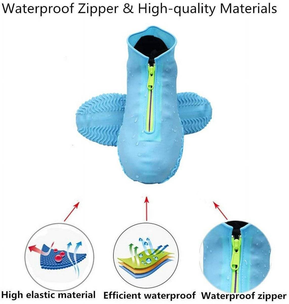 Waterproof shoe covers - Rain boot covers - Non-slip rain boots - Overshoe-style rain boots - Blue - Size 39-42