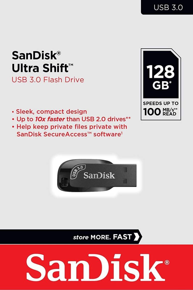 SanDisk  128GB Ultra Shift  USB 3.0 Flash Drive SDCZ410-128G-G46 