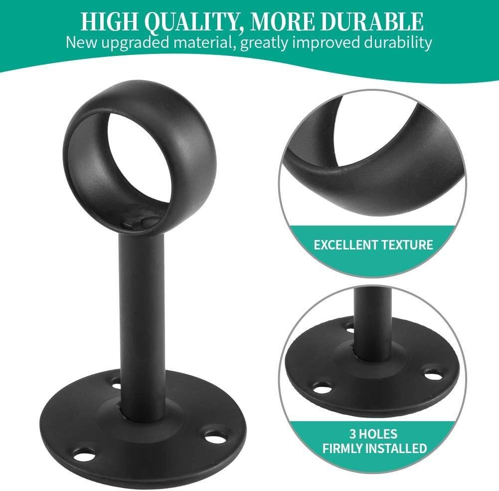 Ceiling-Mount Curtain Bracket Holders for 1 1/4-Inch Rod (8 PCS, Black)