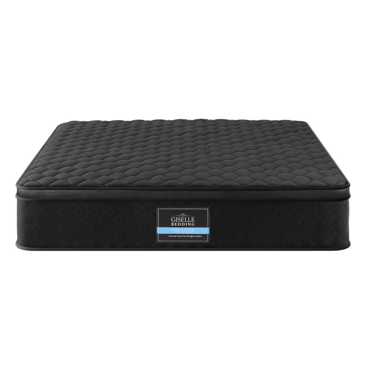 Giselle Bedding King Mattress 34cm Euro Top with 5-Zone Pocket Spring Support Black
