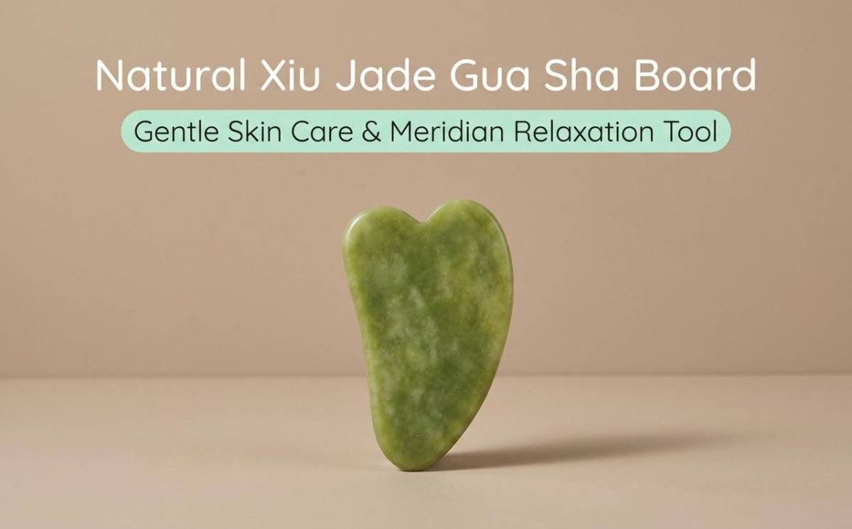 Natural Xiuyu Jade Heart‑Shaped Gua Sha Board（10 pieces）
