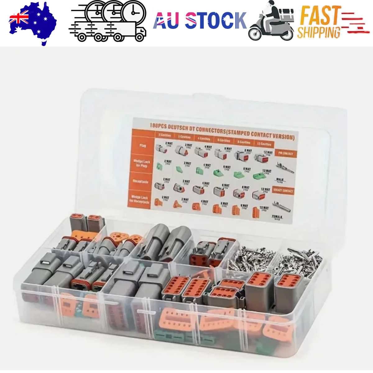188pcs Deutsch DT Series Connector Assortment 2/3/4/6/8/12 pin 2 Pair each