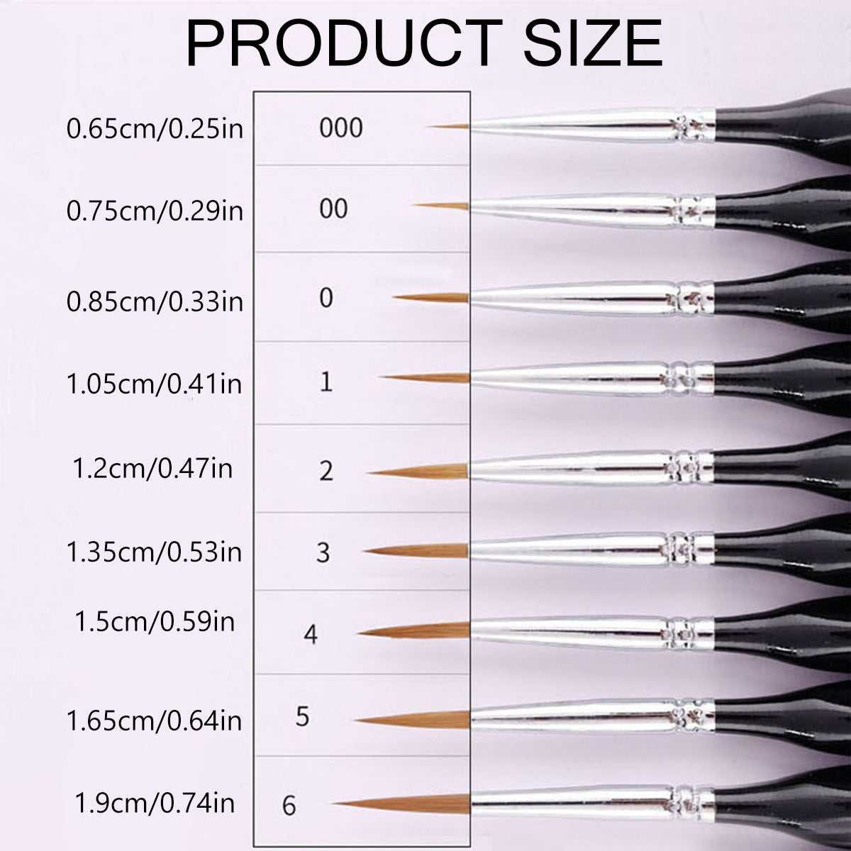 9PCS Fine Detail Paint Brush Set for Watercolour Gouache Acrylic Miniature Art