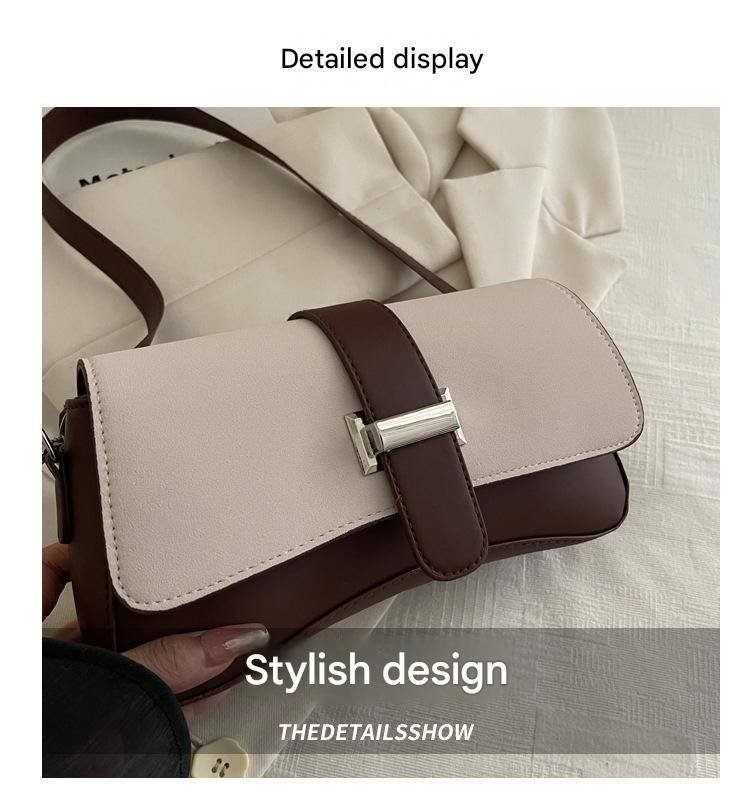 Black Fashion Retro Crossbody Bag French Chic Small Shoulder Bag Women’s Baguette Underarm Bag