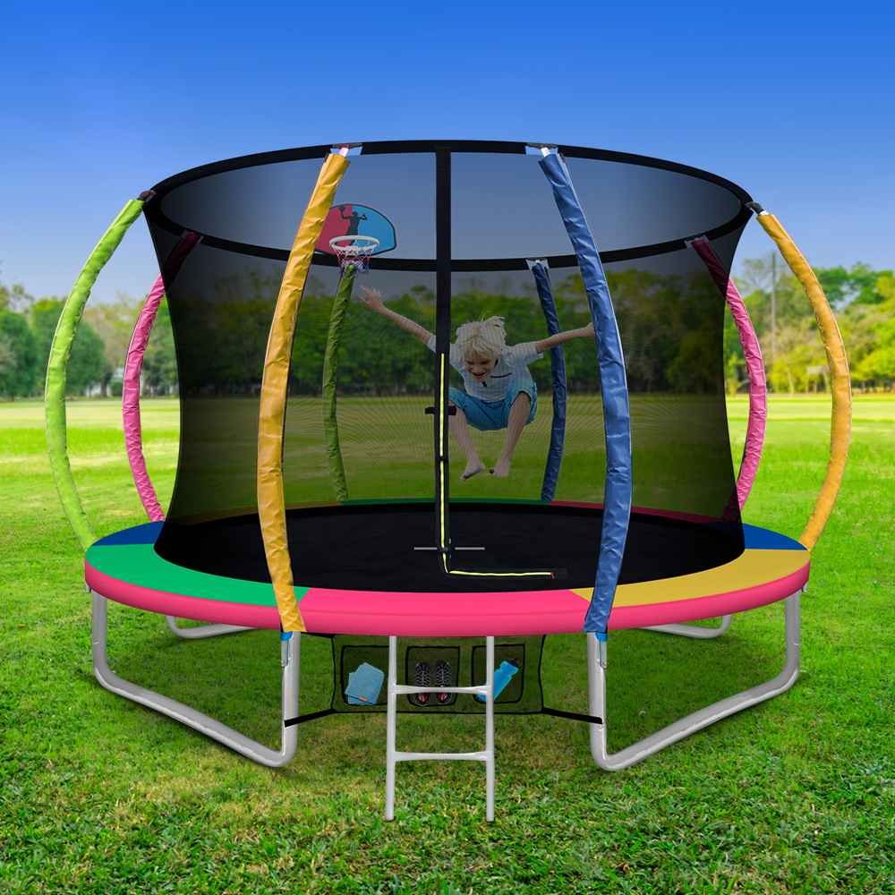 Everfit 10FT Trampoline for Kids w/ Ladder Enclosure Safety Net Rebounder Colors