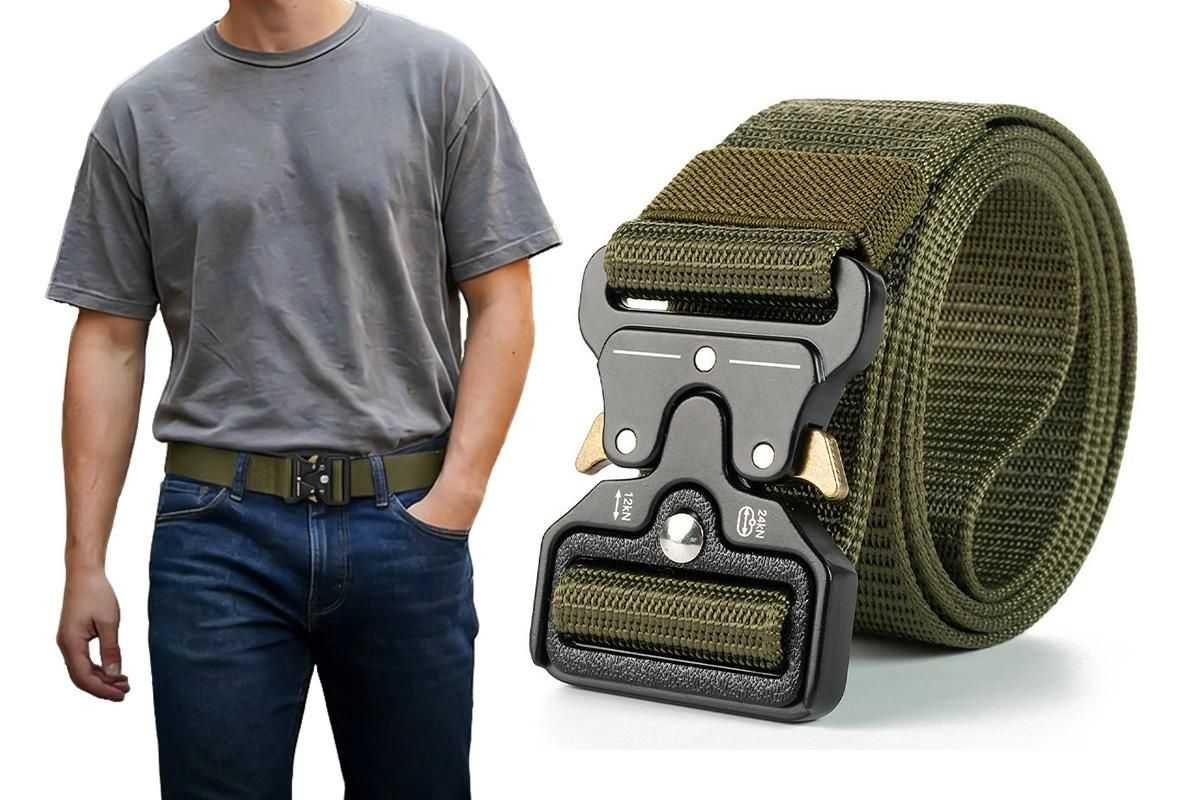 Nylon Tactical Belt Quick-Release for Outdoor Work Daily - Army Green