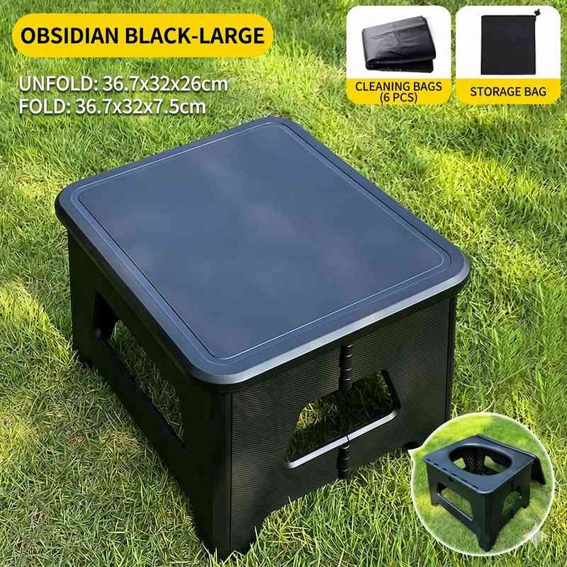 Black  Large Portable Folding Camping Toilet Stool - Capacity Emergency Potty for Car, Outdoor Travel, and Hiking