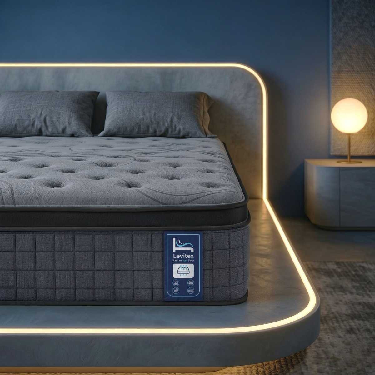 Levitex Double Mattress 33 cm 7-Zone Pocket Spring 8.0 Extra Firm with Dual-Row Edge Support & Breathable Knit Cover