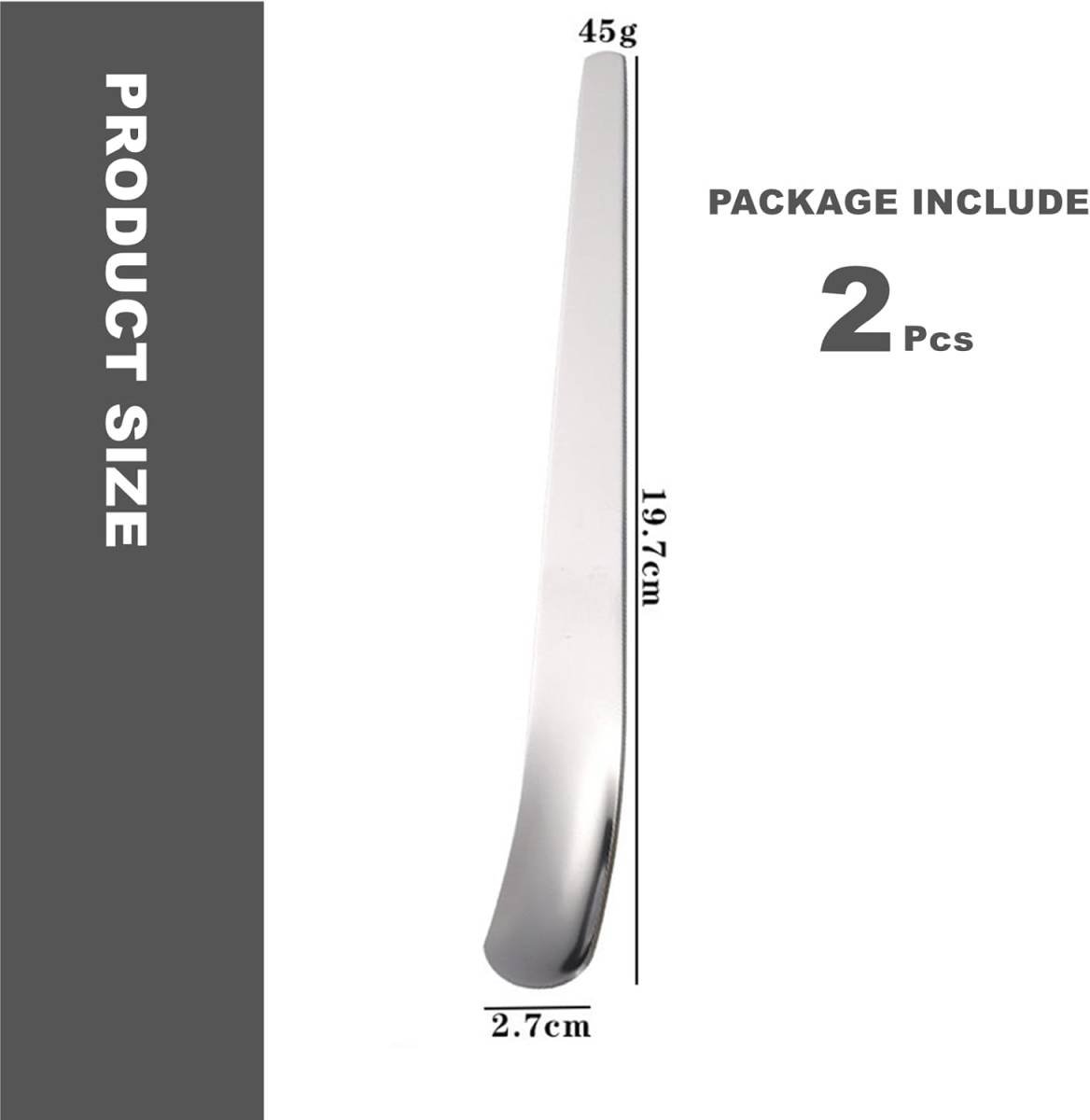 2 Piece Square Dessert Spoons Stainless Steel Cake Ice Cream Coffee Spoons Silver