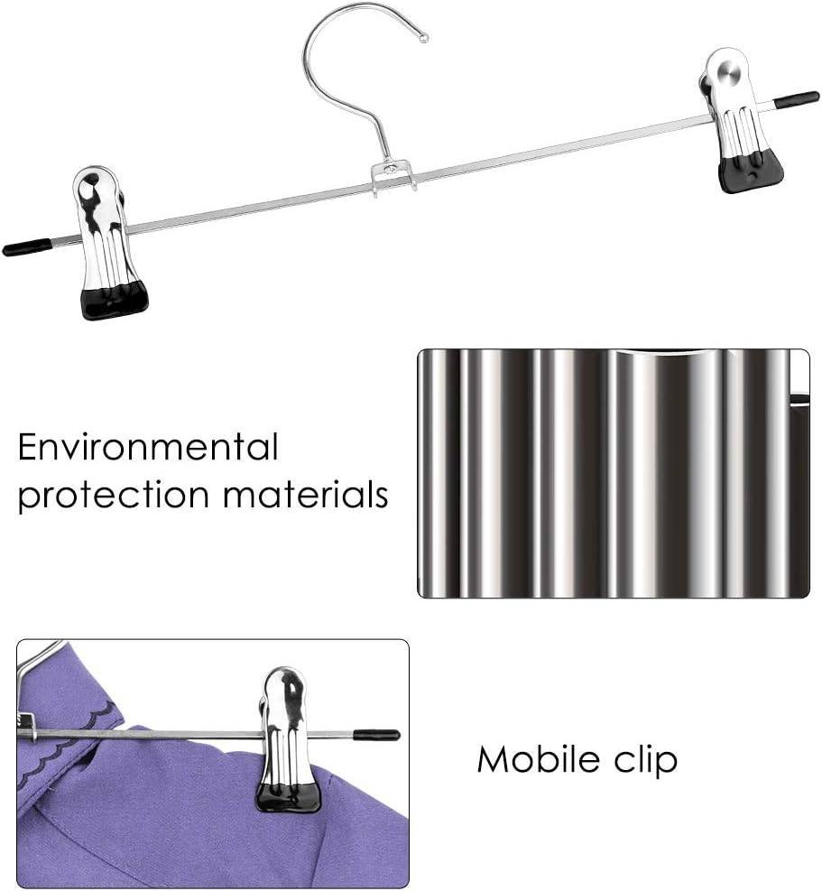 10-pack pants hangers, chrome-plated clothes hangers with anti-slip clips, suitable for skirts, pants and jeans