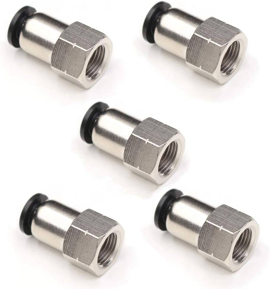1/4 Inch Air Tube Fittings - 1/8 Npt Female Push To Connect Quick Connect Air Hose Fittings 5Packs