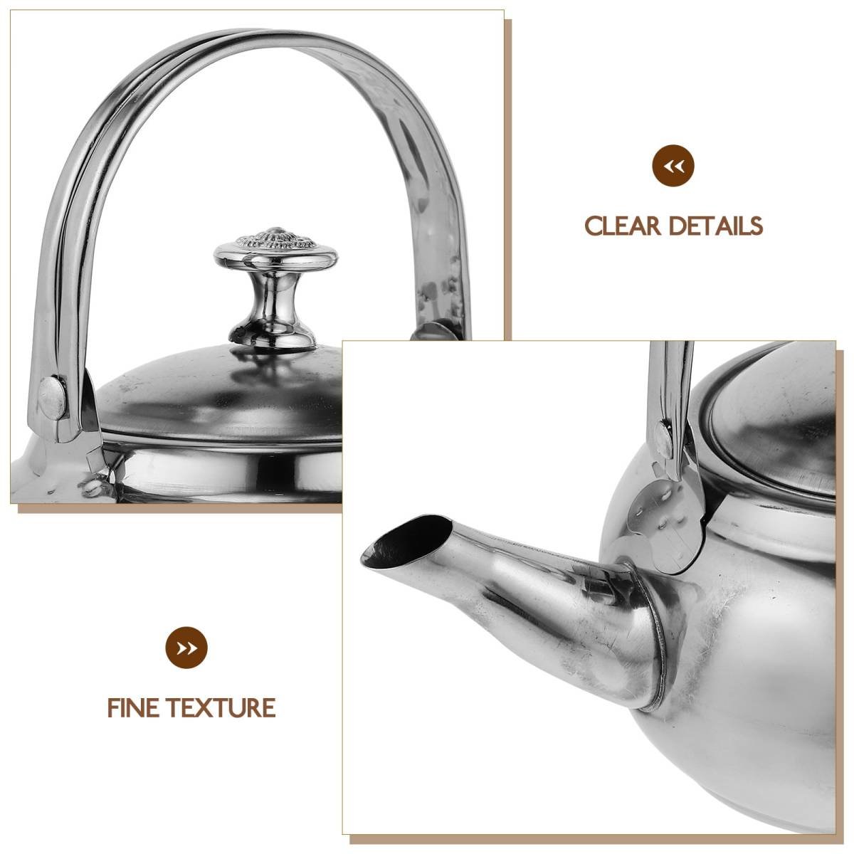 Stainless Steel Whistling Tea Kettle Stovetop Tea Pot Fast Boiling Heat Water Tea Pot 14X11CM Silver