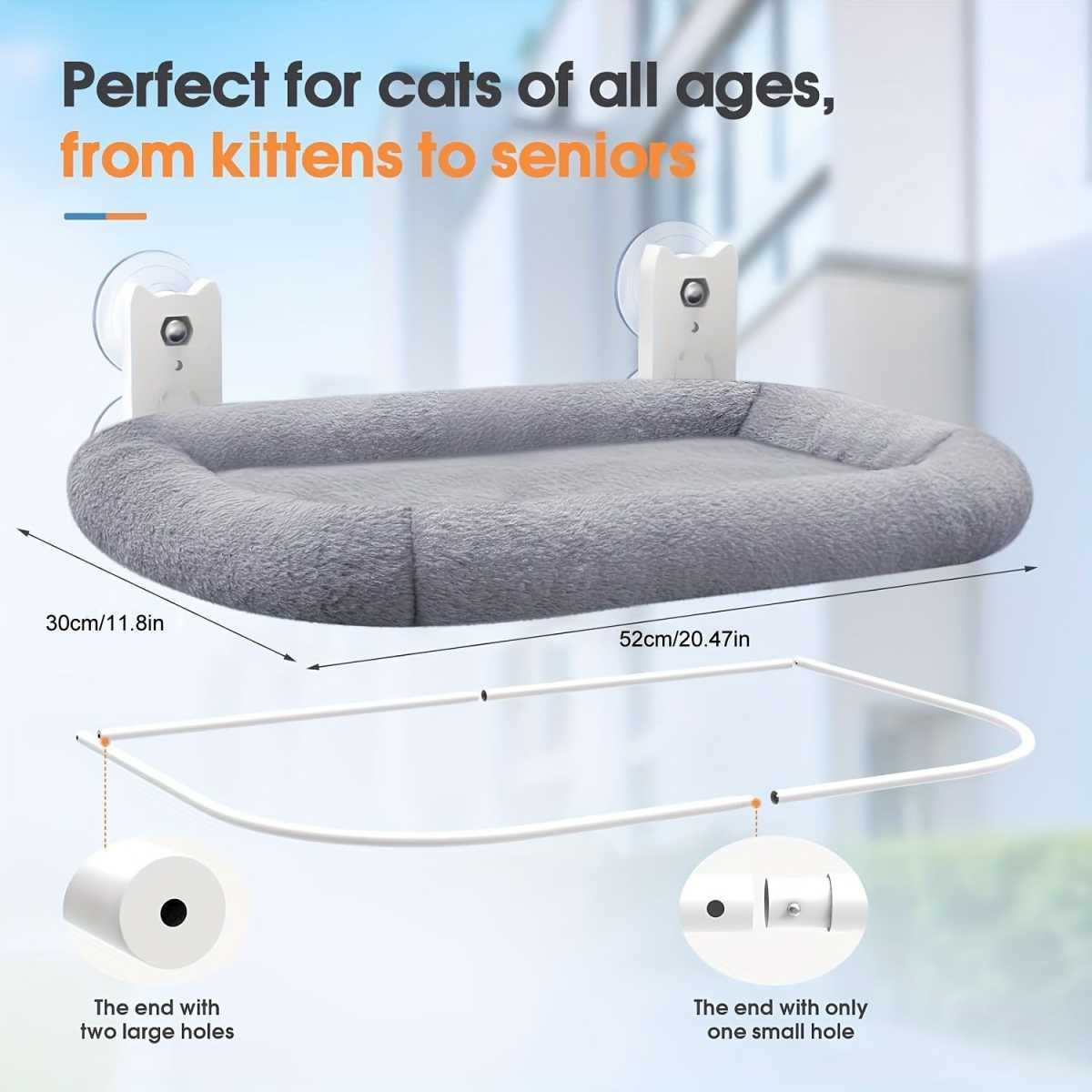 Gray cat bed, window cat bed, cat furniture, cat supplies, Australian cat bed, cat relaxation, bird watching cat bed, sunbathing cat bed