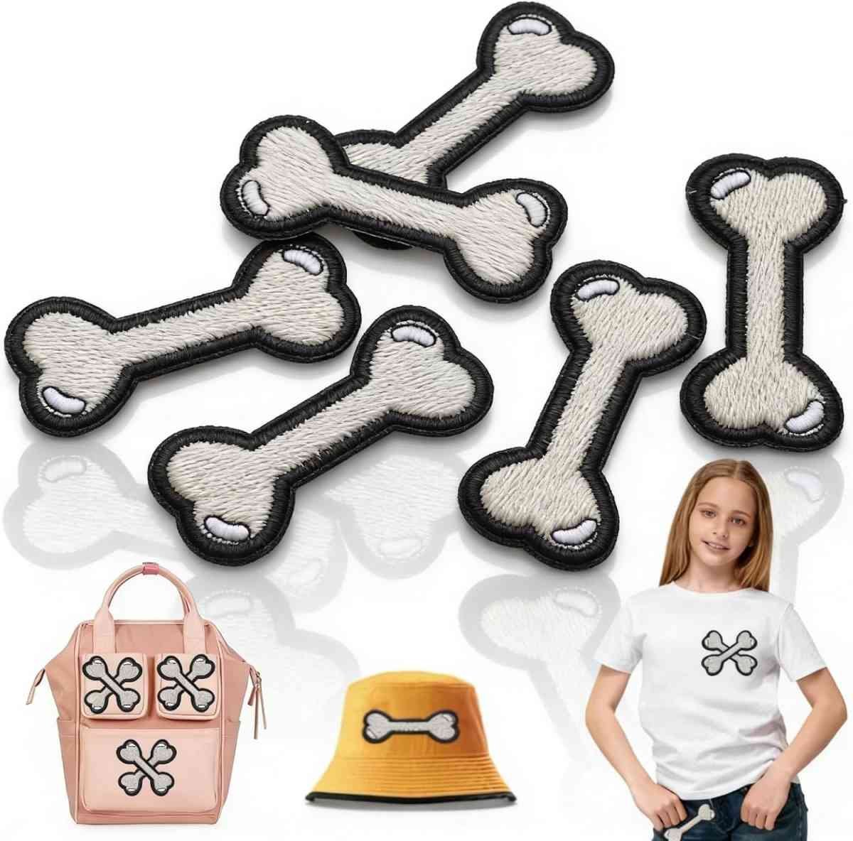 6PCS Dog Iron on Patches, Sew Bone Patches Cartoon Embroidered Backpack Stickers Cute for Clothing Shirts, Jackets, Hats, Jeans, Shoes, Bags 