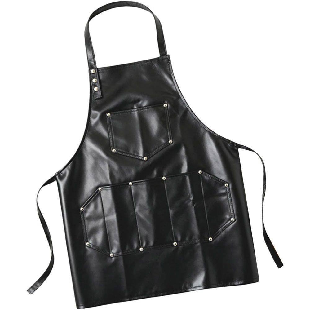Professional Leather Hair Cutting Hairdressing Apron for  Hairstylist - Multi-use, Adjustable with pockets (Black)