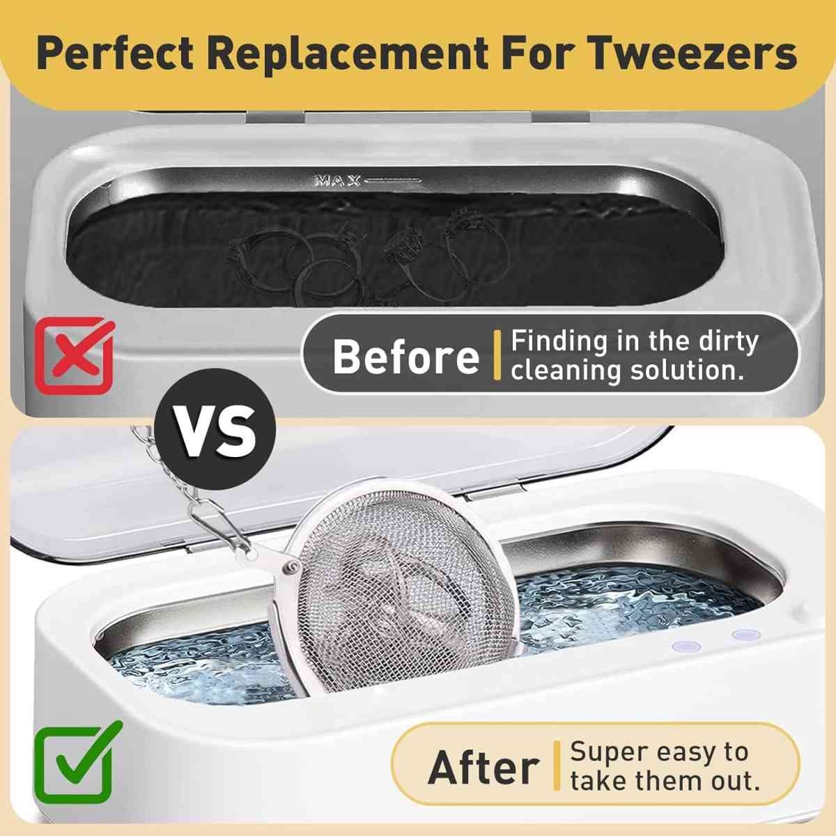 Ultrasonic Cleaner Basket, Stainless Steel Basket for Ultrasonic Jewelry Cleaner, Jewelry Steam Cleaner Basket Small Parts Washing Basket for Jewelry, Watch Parts