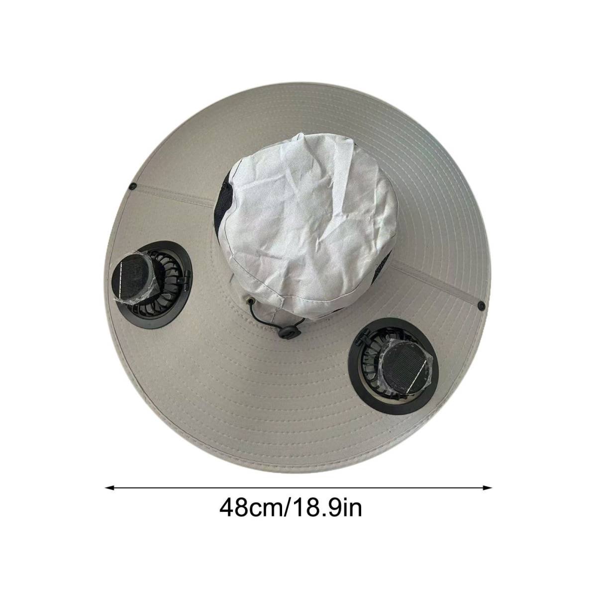 Darzheoy Solar Fan Hat Wide Brim Solar Fan Hat Outdoor Wide Brim Sun Hat with Solar Fan Fishing Hat, Removable & USB Charging Fan C-Gray