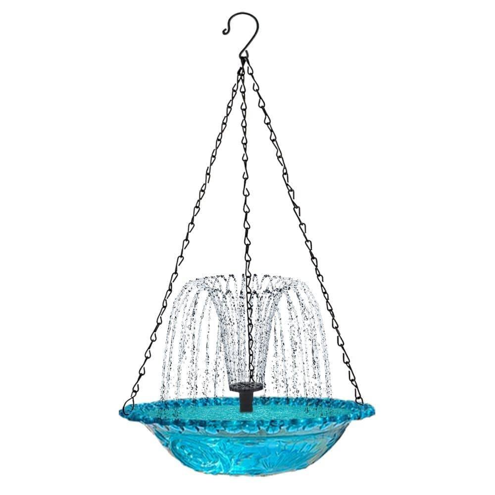 Solar Powered Bird Bath Fountain for Garden and Outdoors, Automatic Solar Water Feature, Decorative Bird Waterer, Blue